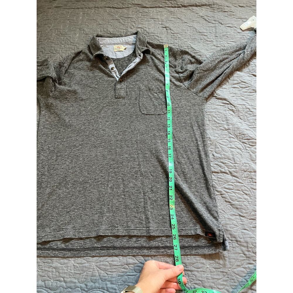Faherty gray striped collared long sleeve polo men’s large - Picture 7 of 8